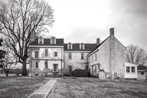 Rear veiw of house. Service wing added in early 20th century
